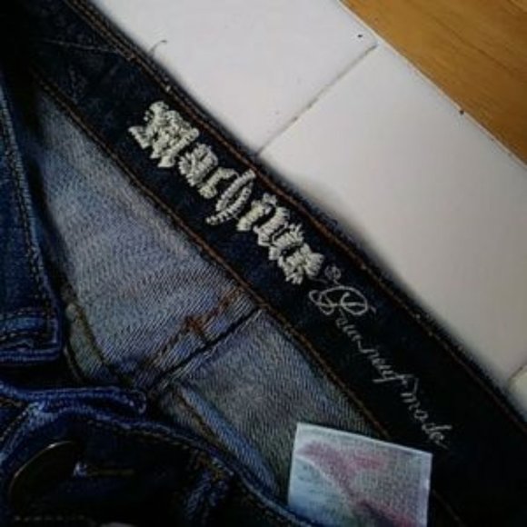 Machine Destroyed Blue Jeans Size 9 - Picture 3 of 8